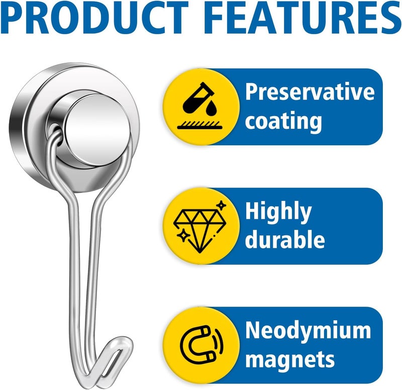 E BAVITE BAVITE E Swivel Swing Magnetic Hooks New Upgraded, 40LB(8pack) Refrigerator Magnet Hook,Strong Neodymium Magnets, Perfect for Refrigerator and Other Surfaces,62mm(2.44In) in Length - Image 4